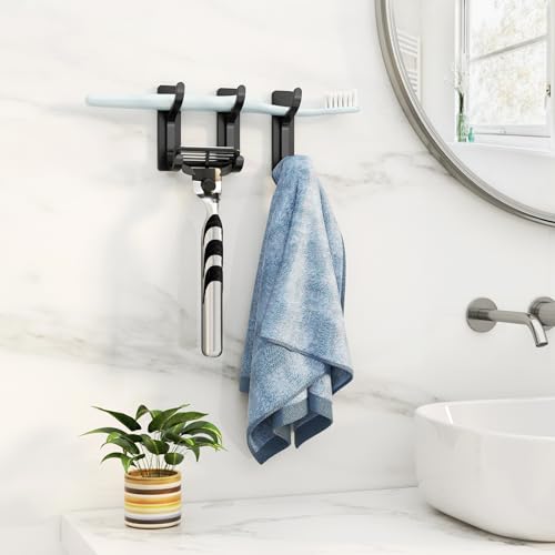 Adhesive Wall Hooks for Towel/Coat,13Lb Strong Stick-On Hooks,Black 10 Pack - color: Black, size: 10 Pack