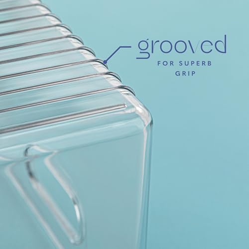 Plastic Food Storage 6 Pack Clear Container Bin with Handles for Organizing Kitchen, Pantry, Refrigerator, Freezer, Pantry, Cabinet, Closet, Bathroom. 16”x6”x5” - size: 16x6x5