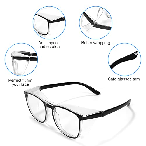 Safety Glasses Goggles for Women Girls Anti Fog Protective Eyewear Glasses - color: 4 Pack: Blue+black+tortoise+clear