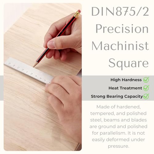 Machinist Square with Scale 2, 3, 4, 6 Inch, Atarvana 90 Degree Carpenter Square, Harden Carbon Steel Engineer Square Hard Steel Construction for Precision Layout and Measurement Woodworking