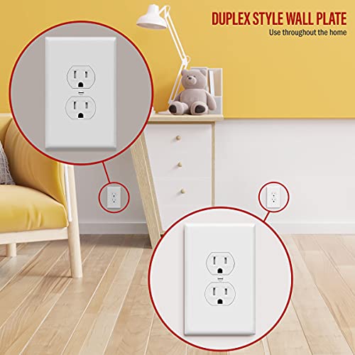 ENERLITES Duplex Receptacle Outlet Wall Plate, Jumbo Outlet Covers, Gloss Finish, Oversized 1-Gang 5.5" x 3.5", Polycarbonate Thermoplastic, 8821O-W, White (Pack of 2) - color: White, size: Over-Size (Pack of 2)