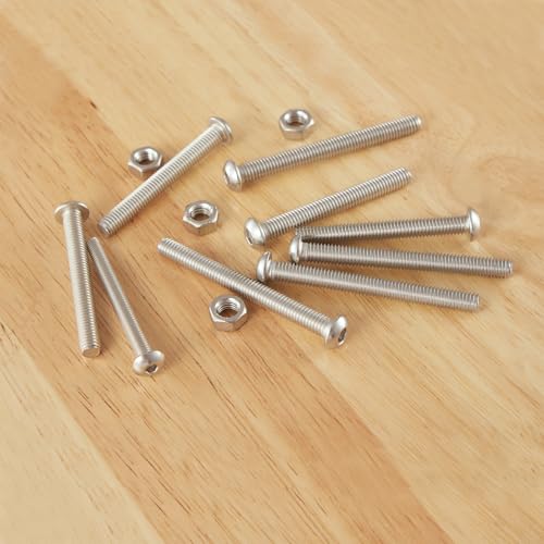 50PCS M6 x 50mm 60mm 70mm 80mm, Button Head Socket Cap Screws Bolts Nuts Kit, Stainless Steel 304, Metric Allen Hex Drive, Fully Threaded - size: Button M6x50/60/70/80mm