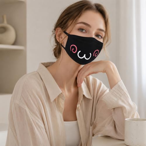 Cute Cat Face Mask, Kawaii Cotton Mouth Masks Reusable Washable Face Mask Anti-Dust Anime Masks for Women Men - color: 10pcs