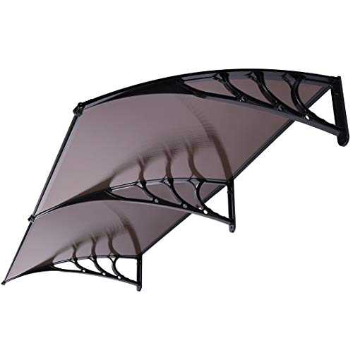 VIVOHOME Polycarbonate Window Door Awning Brown 38 Inch x 78 Inch - color: Brown, size: 38 Inch x 78 Inch