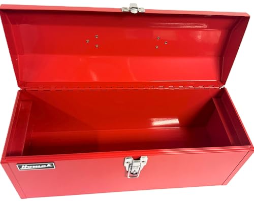 Homak Tool Box, 19" Portable Steel Tall Tool Box with Metal Latch Closure & Plastic Handle, Multi-Purpose Heavy Duty Toolbox with metal Tray, Red - size: 19-Inch x 7-Inch x 8-1/2-Inch - Tall