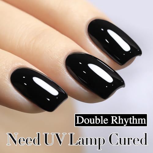 Double Rhythm 15ML Gel Nail Polish Pure Sheer Same Color Same Bottle Soak Off Gel Polish Art Manicure Salon DIY at Home for Women (Black-A1015) - color: Black