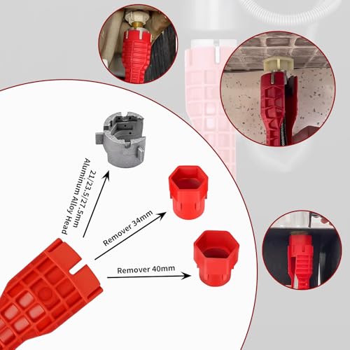 Professional Basin Wrench Set, 7-Piece Sink Faucet Installation Tool Kit, 9-in-1 Adjustable Plumbing Spanner, Wide Jaw, 10-70mm Range