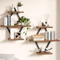 Floating Wall Shelves, Set of 2, Rustic Brown - color: Rustic Brown