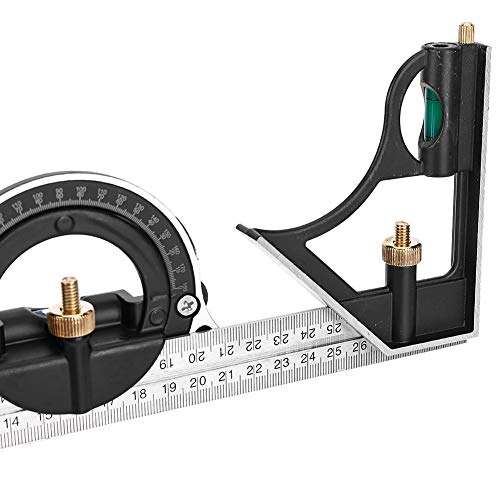 Stainless Steel T Ruler, Combination Set with Protractor, Stainless Steel Angle Ruler 0-180° Combination Tri 0.01 Protractor Measure Tool for Woodworking, Metalworking
