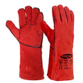 TOPDC Welding Gloves 14 Inch Heat Resistant Leather For Mig Stick Forge - color: 14 Inch Red