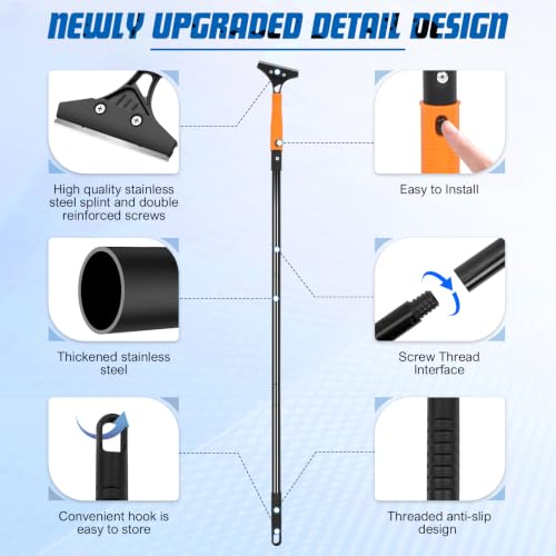 Heavy Duty Floor Scraper with Long Handle,4 Inch Razor Blade Scraper Tool