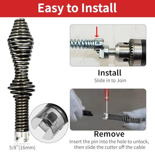 Alrens 10PCS Drain Snake Drill Attachment for RIDGID K-400, Fits 5/8" Cable