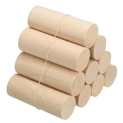 PATIKIL 1-3/8 x 4 Inch Dowel Rods Wood Sticks Unfinished Round Dowels 10pcs - size: 1-3/8"x4"