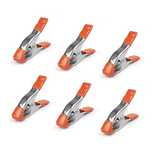 PONY 6-Pack 6" Heavy Duty Spring Clamp Set, Squeezed Metal Spring Clip
