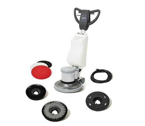 17" Heavy-duty Multi-Functional Floor Buffer Polisher Machine - Clean, Buff, Scrubb and Polish with Ease! Ideal for Carpets Too! Includes Optional Solution Tank, 2 Brushes and 3 Scouring Pads - size: 17" Non-Weighted