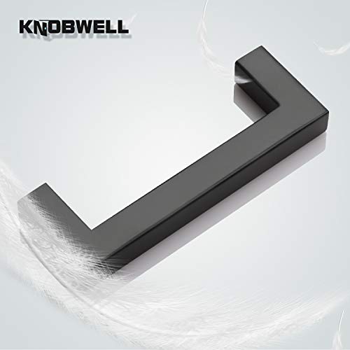 KNOBWELL 6 Pack 3-1/2 inch Black Kitchen Cabinet Door Handles, Stainless Steel T Bar Dresser Drawer Pulls - Hole Centers 3.5 inch(90mm), Overall Length 4 inch - color: Matte Black, size: Hole Center:3-1/2 inch(90mm)