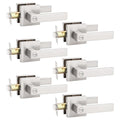KNOBWELL 6 Pack Brushed Nickel Door Handle, Privacy Lever Doorknob Bedroom Lever Knob with Lock, Heavy Duty Interior Handleset(No Key) - color: Brushed Nickel