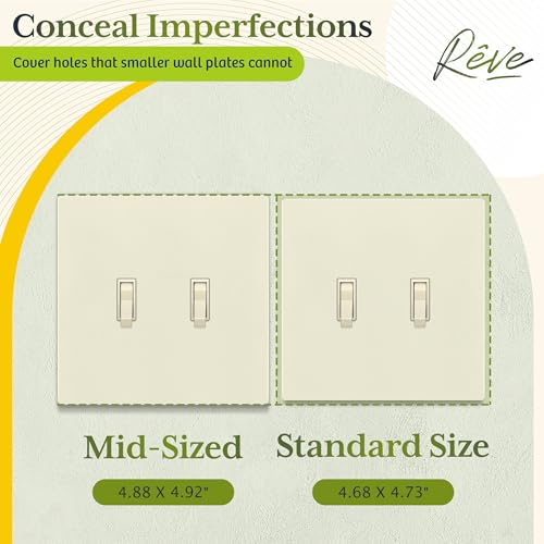 TG Mid-Size Screwless Double Toggle Light Switch Cover Plate, Light Almond - color: Light Almond, size: 2 Gang