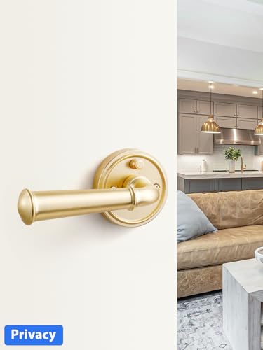 Door Handle Brushed Gold Privacy Door Lever Gold DoorHandle, 1 Pack - color: Brushed Gold