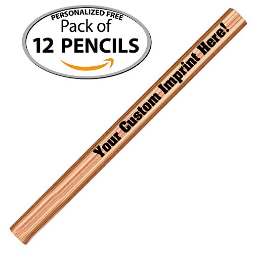 Express Pencils ™ - Natural Custom Carpenter Pencil Personalized imprinted with your Name, Logo or Message Pack of 12(Natural) - color: Natural