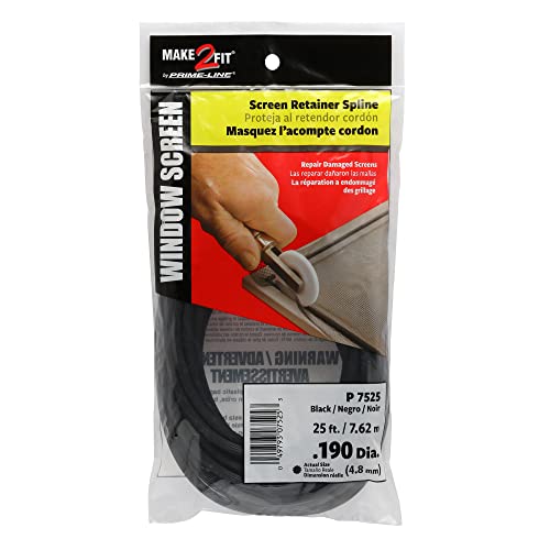 Prime-Line P 7525 Screen Retainer Spline, 0.195 In., 25 foot, Black (1 Roll) - size: 0.19