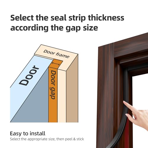 Black D-Shape Weather Stripping 20Ft (Fits 0.2–0.3in Gaps) - color: Black, size: 0.31" Thick x 20 Ft