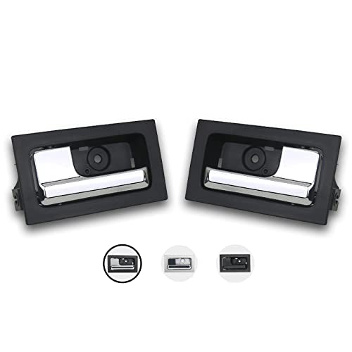 TQPONLY Interior Door Handle,Compatible with 2009-2014 Ford F150 Front/Rear Left Driver& Right Passenger Side (Chrome Lever+Textured Black) - color: Chrome Lever with Textured Black, style: 1 Pair