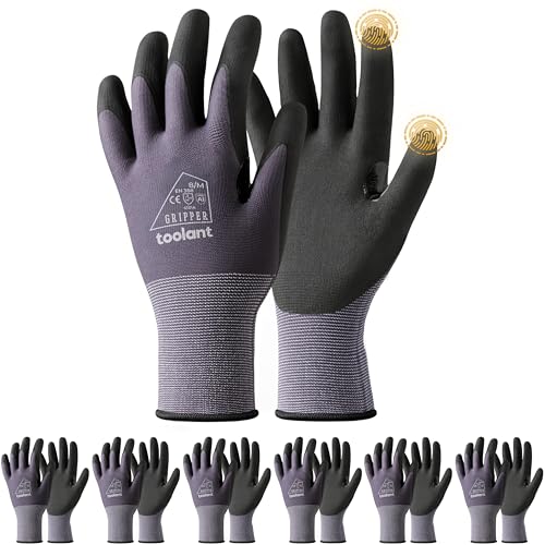 toolant Microfoam Nitrile Work Gloves with Grip, 6 Pairs, Gray, Medium - color: Gray-6pairs, size: Medium