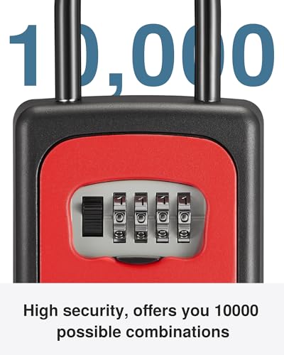 Puroma Key Lock Box Large with Code Lockbox Outdoor Wall Mount Safe 1 Red - color: Red