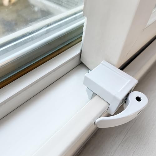 Prime-Line U 9809 Sliding Window Lock for Vinyl Windows, White, 2 Pack | Easy Installation, Keeps Windows Securely Closed, Diecast Construction