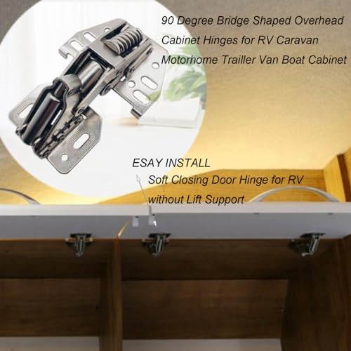 RV Soft Close Cabinet Hinges for Motorhome, Caravan, Camper & Travel Trailer - 4pc Overhead Cabinet Hinges