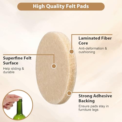 cobee 288 Pcs Felt Cabinet Door Bumpers, 0.86 Inch Small Felt Furniture Pads