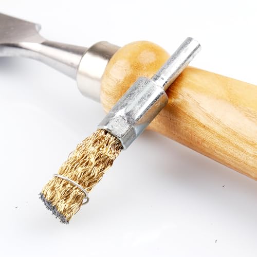 Brass Coated Wire Brush Set for Drill, 1/4 Inch Shank,Crimped Carbon Steel Bristles for Rust Removal, Paint Stripping, Corrosion Cleaning, Surface Scrubbing, Deburring (10mm,20pcs) - size: 10mm,20pcs