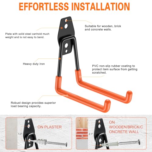 HUPBIPY Garage Hooks Heavy Duty, Large Square Wall Hooks - color: Orange 8Pack, size: 7.7inch U Hook