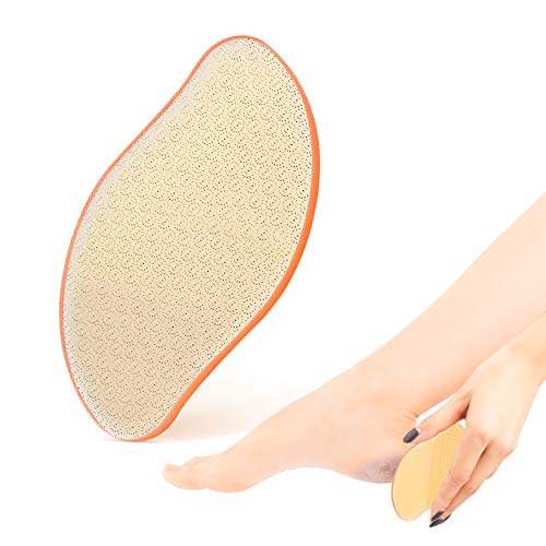 BEZOX Glass Foot File Callus Remover, Crystal Pedicure Foot Rasp for Callused, Coarse, Hard Skin Removal, Portable Hand Sized Foot Scraper for Cracked Heel - Orange - style: Orange