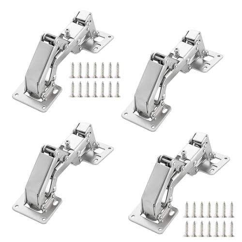 Qrity 4X Cabinet Door Hinges 170 Degree Hidden Frameless with Screws - size: 4 Pcs Hinges