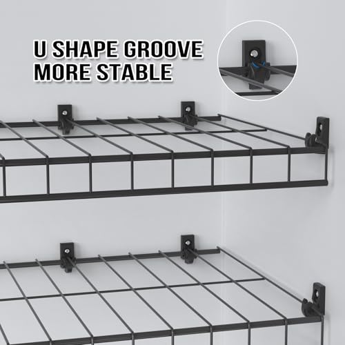 21 Pack Wire Shelf Clips Kit with Screws, Heavy Duty Closet Shelf Support Brackets,Expansion Tubes & Adhesive Pads – Wall Mounted Clips for ClosetMaid, Rubbermaid Wire Shelving (Black) - color: Black