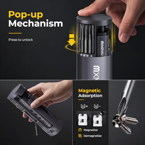 3.7V Mini Electric Screwdriver 78-in-1, Max 0.5N.m, Precision Screwdriver Set with 72 Magnetic Bits, 5/32" Hex, Magnetic Storage, Repair Tool Kit for Electronics Computer, Phone, Glasses, Watch