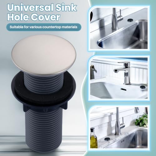 Kitchen Sink Hole Cover, Brushed Stainless Steel Faucet Hole Cover - color: Brushed