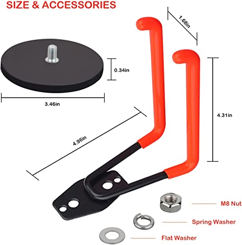 Strong Utility Magnetic Hooks,Anti-Slip Coated Large Magnetic Hooks Heavy Duty No Drilling Garage Organizer Magnet Hooks for Hanging Garden Hoses - style: 3.46INCH LARGE RED 2PACK