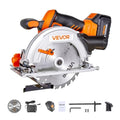VEVOR 20V Cordless Circular Saw, 6-1/2" Brushless Circular Saw, 4700 RPM, 0-45 Degree Bevel Capability, LED Light, Electric Circular Saw Kit with Battery and Charger Included, for Wood Cutting - size: 6-1/2 in