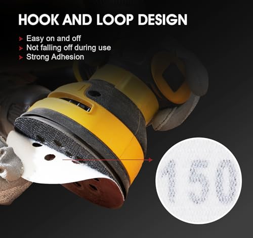 S SATC Sanding Disc 150 PCS 5 Inch 8 Hole Sanding Discs Selected Aluminum Oxide Orbital Sandpaper 150 Grit - style: 150PCS 5 Inch 150 Grit