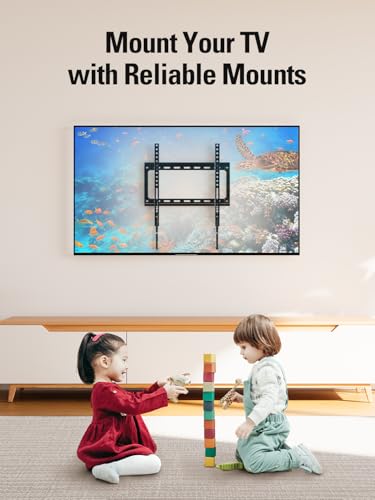 Mounting Dream TV Mount Fixed for 26-60 Inch TVs, TV Wall Mount TV Bracket | Low Profile and Space Saving Flat TV Mount, Fixed Slim Mount Max VESA 400x400mm and up to 100 LBS Loading Capacity MD2361-K - size: Fixed for 26"-60" TV
