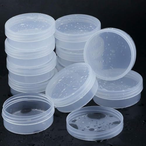 20Pack Round Clear Frosted Plastic Bead Storage Containers Box Case with Screw Top Lids,Cylinder Stackable Bead Containers for Make Up,Eye,Pills,Gems,Beads,Jewelry,Small Items,2.6x1 Inches