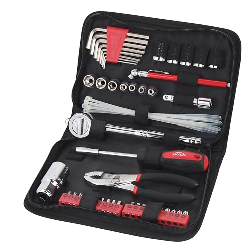 Apollo Tools 56 Piece Compact SAE Auto Tool Set, Red DT9774 - style: SAE (Automotive)