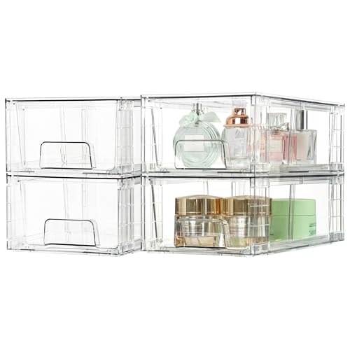 Vtopmart 10 Pack Stackable Clear Drawer with Dividers - size: 10Pack 4.4"H-with Dividers