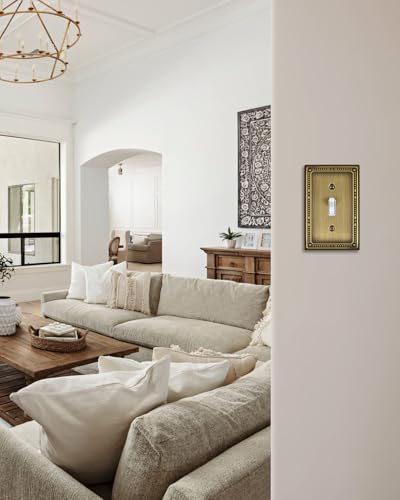Switch Plates Outlet Covers, 2-Pack Antique Brass Metal Wall Plates - color: Antique Brass, size: 1 Toggle 2PK
