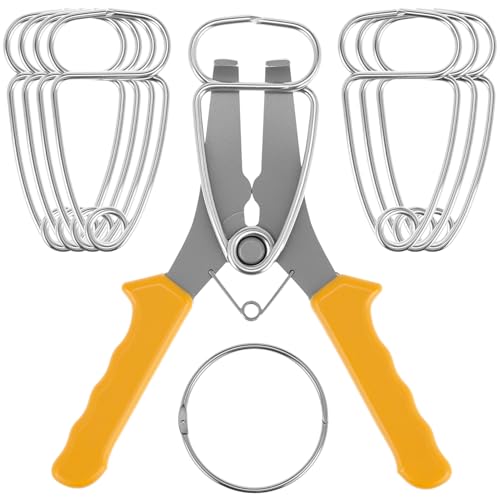 QWORK Miter Spring Clamps Kit, Includes 8 Miter Clamps & 1 Pliers, Ideal for Picture Frames, Wood Trim, Moldings, and Compound Miters