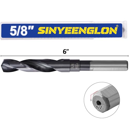 5/8 Drill Bit for Metal and Hardened Steel, M35 Cobalt 1/2 Inch Reduced Shank Industrial Grade Heavy Duty Drill Bit, with Index Storage Case - size: 5/8 in