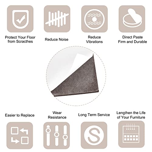 uxcell Felt Furniture Pads, 8-inch x 7-inch Self Adhesive Cuttable Anti Scratch Square Floor Protectors for Furniture Legs Hardwood Floor, Brown 8Pcs - size: 8-inch x 7-inch